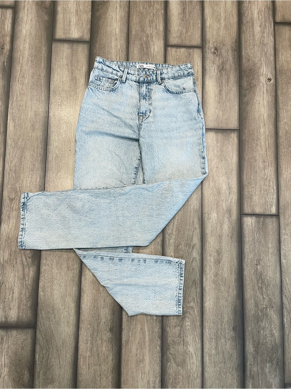 ZARA Light Blue High-Rise Straight Jeans
